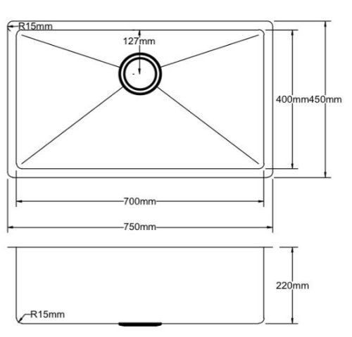 Round Waste Sink 750mm - Image 2