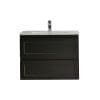 Fremantle Wall Hung Vanity with Ceramic Top, Two Drawers, 750*460*560mm, Matte Black
