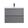 Fremantle Wall Hung Vanity with Ceramic Top, Two Drawers, 750*460*560mm, Matte Grey