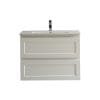 Fremantle Wall Hung Vanity with Ceramic Top, Two Drawers, 750*460*560mm, Matte White