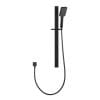 Square Black Sliding Shower Rail with 3 Mode Handheld Shower Wall Connector Set