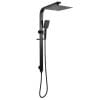 10'' Square Black Wide Rail Shower Station Top Water Inlet with 3 Functions Handheld